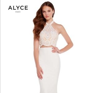 White Alyce Paris 2-piece prom dress